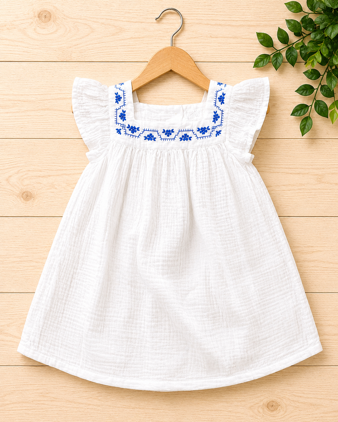 Kid's Smoked Frock - White